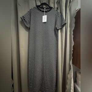 NWT Black and White Striped Midi Dress